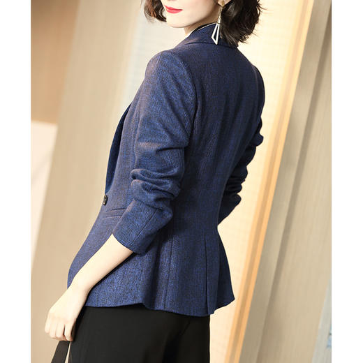 黑蓝肌理感西服 立体挺括有韧性 OL职业修身小西装时尚chic短款休闲百搭春季外套女1664 商品图1