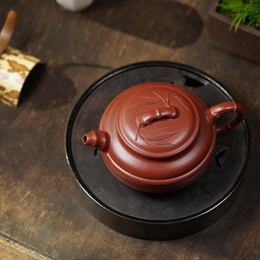 宜兴龙德堂陶艺 汤宣武《双线竹鼓》原矿大红袍 220 cc 商品图2