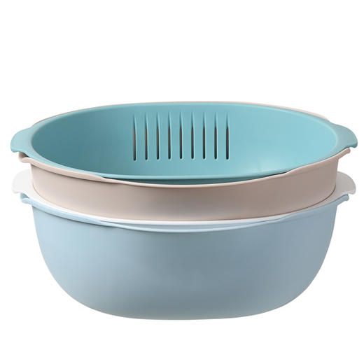 美丽雅椭圆双层家用厨房洗菜篮沥水篮 商品图4