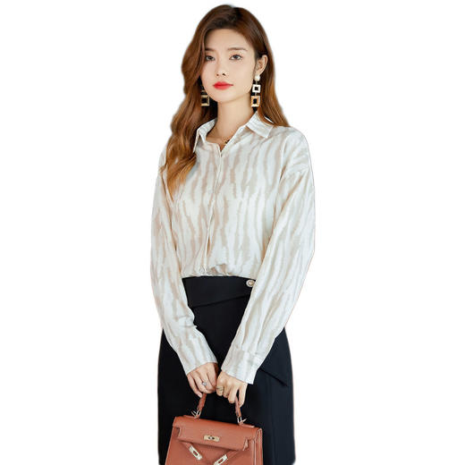 XZ-SY8088+C52雪纺衬衫女夏薄款斑马纹衬衣气质设计感小众上衣时尚感 商品图4