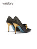 westory2021秋季新品气质铆钉鱼鳞尖头细跟高跟鞋W21CE71481 商品缩略图2