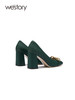 westory2021秋季新品气质复古小方头粗跟高跟鞋W21CE71491 商品缩略图2