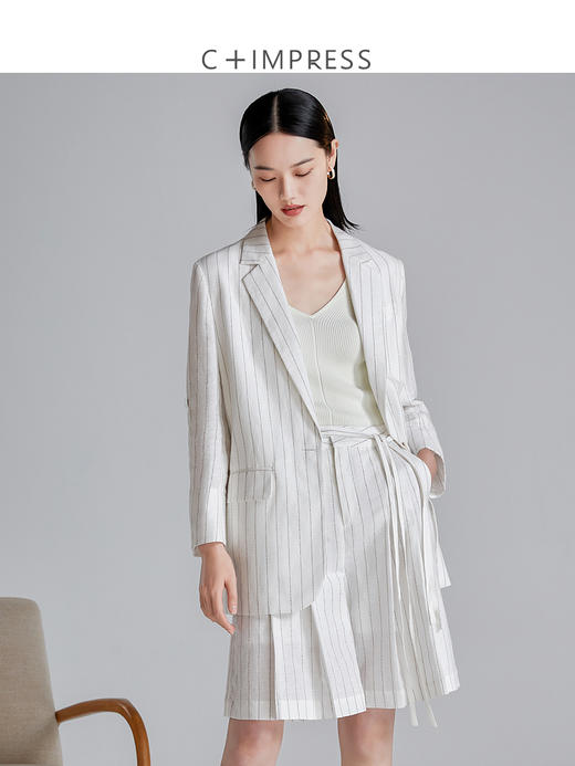 西嘉C+IMPRESS/西嘉白色西装棉麻套装时尚休闲 商品图1