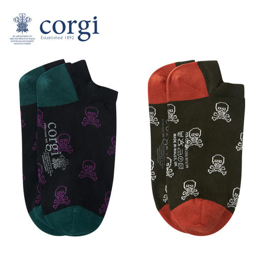 CORGI英国进口 男女同款袜子英伦风动物印花薄款船袜春秋季 商品图1