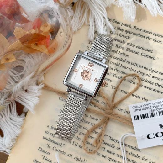 价值1700 CO*CH/蔻驰CASS系列茶玫瑰表盘小牛皮石英手表小方糖小方表22/22mm表盘 优雅时尚 小巧精致 石英机芯 30米生活防水 精致原盒包装！ 商品图5