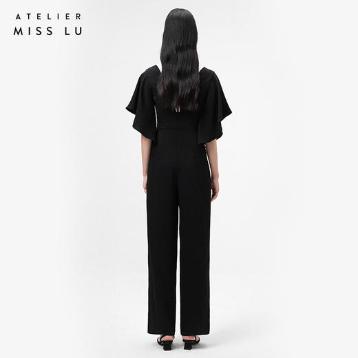 【袖出造型】造型波浪袖黑拼香槟色垂感高腰连体裤/0000068 商品图3