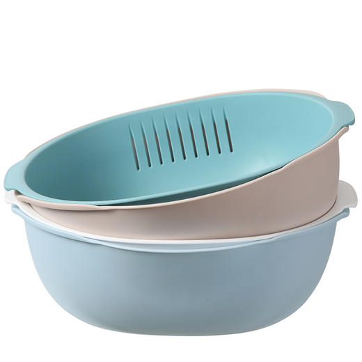 美丽雅椭圆双层家用厨房洗菜篮沥水篮 商品图5