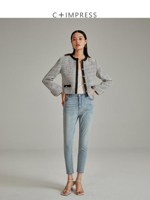 西嘉西嘉日本进口编织粗花呢 小香风短外套女镶边重工CE风WT2103001
 商品图1