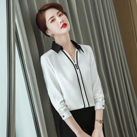 XZ-XZ-YQ6102衬衫女设计感小众2021年新款春秋气质职业装拼色修身打底上衣衬衣