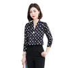 XZ-YQ6101+5007法式真丝衬衫女春秋季桑蚕丝波点印花女士气质V领长袖碎花设计感 商品缩略图4