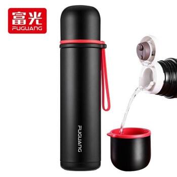 富光保温杯316不锈钢男女学生双饮便携提绳真空户外运动保冷壶水杯子   500ML黑色 商品图0