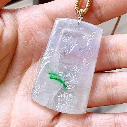 〔如仙之境〕冰种春带彩山水牌 商品图1