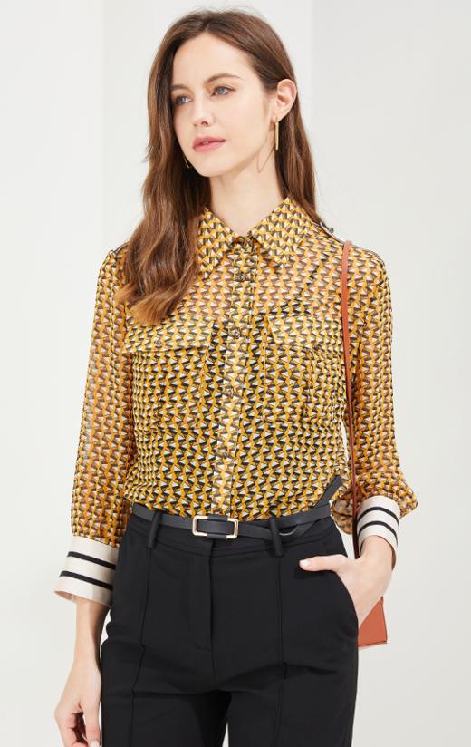 RE2A1瑟俪（斯尔丽高端）猎装印花撞色衬衫 商品图0