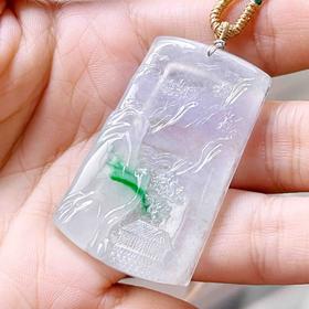 〔如仙之境〕冰种春带彩山水牌