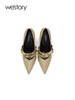 westory2021秋季新品气质铆钉鱼鳞尖头细跟高跟鞋W21CE71481 商品缩略图3