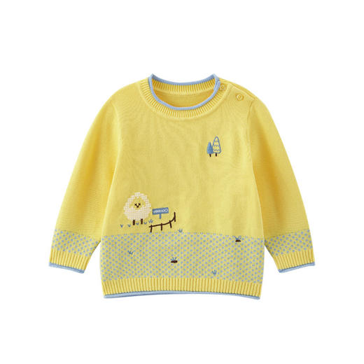 英氏-童衣类（秋）E1英毛圆领套头毛衫阳光黄110c 商品图4