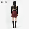 【琴酒】勃艮第酒红仿小羊皮高腰半裙/000108A 商品缩略图3
