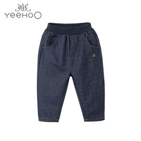 英氏-童衣类（秋）E1英针长裤深牛仔蓝100CM