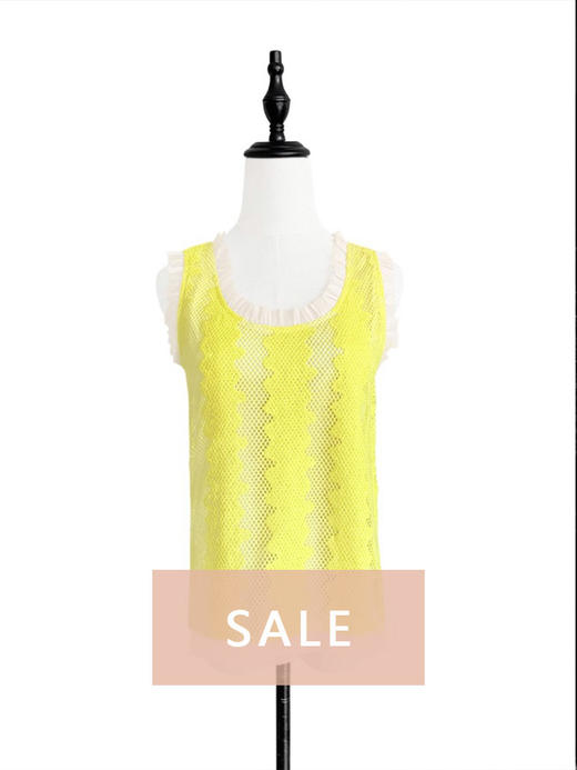 TYNVIE 纱质花边无袖上衣 - 亮黄波纹蕾丝 商品图0
