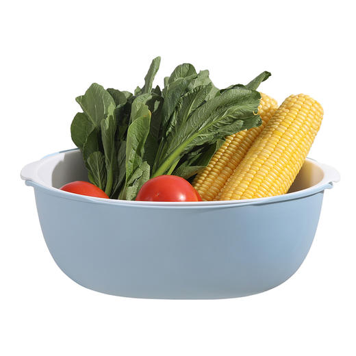 美丽雅椭圆双层家用厨房洗菜篮沥水篮 商品图1
