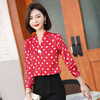 XZ-YQ6101+5007法式真丝衬衫女春秋季桑蚕丝波点印花女士气质V领长袖碎花设计感 商品缩略图2