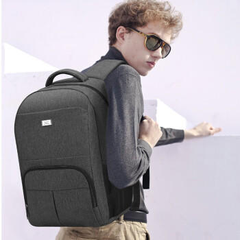 七匹狼男士双肩包 背包15.6英寸笔记本包 商务休闲潮流帆布学生校园运动书包大容量旅行包黑色 CD006087-2A 商品图1