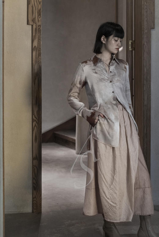 Phaedo 本白色/紫灰色/灰色拼面料半裙 商品图10