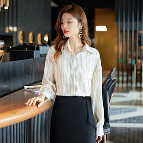 XZ-SY8088+C52雪纺衬衫女夏薄款斑马纹衬衣气质设计感小众上衣时尚感