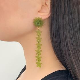 北京仓｜Jennifer Loiselle-Floral- 霜花 耳环（绿色）［英国设计师］