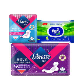 Libresse薇尔日夜用卫生巾16片+得宝湿厕纸40片