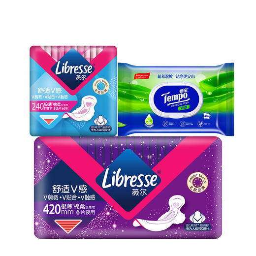 Libresse薇尔日夜用卫生巾16片+得宝湿厕纸40片 商品图0