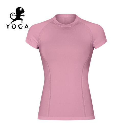 【七十二小时发货】壁虎瑜伽【2108SY065】圆领透气瑜伽短袖（无胸垫） 商品图9