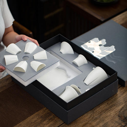 【觅白听风盖碗套组】德化玉白瓷盖碗茶礼套装 羊脂玉瓷家用功夫茶具套组品杯 商品图1