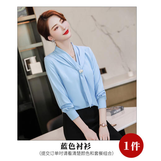 XZ-XZ-YQ6103红色衬衫女秋修身女士长袖雪纺衫秋季正装上衣职业装白衬衣工作服 商品图7