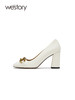 westory2021秋季新品气质复古小方头粗跟高跟鞋W21CE71491 商品缩略图1