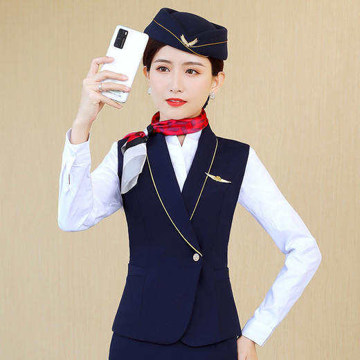 XZ-XS-335职业装套装女空乘面试马甲套装高铁服装酒店前台工装美容师工作服 商品图6