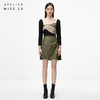 【月下尤加利】橄榄绿仿小羊皮高腰半裙/000108 商品缩略图0