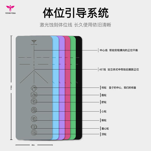 悠妍进口PU土豪垫15011K 专业防滑天然橡胶瑜伽垫体式引导线 商品图2