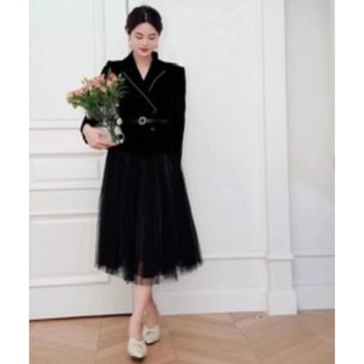 2楼朗姿服饰黑色丝绒连衣裙洛可可宫殿 商品图0