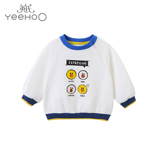 英氏-童衣类（秋）E1连针圆领长套衣英氏白110CM 商品图0