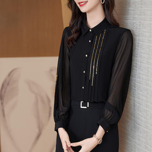 XZ-AL-651878535476秋季新款白色雪纺衬衫女设计感小众打底衬衣时尚洋气职业上衣 商品图1