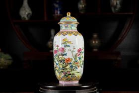 乾隆款秋菊鹌鹑盖罐