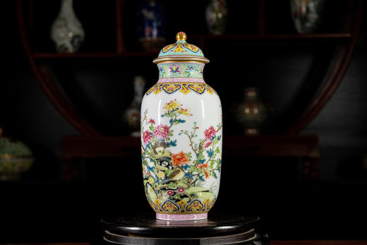 乾隆款秋菊鹌鹑盖罐 商品图0