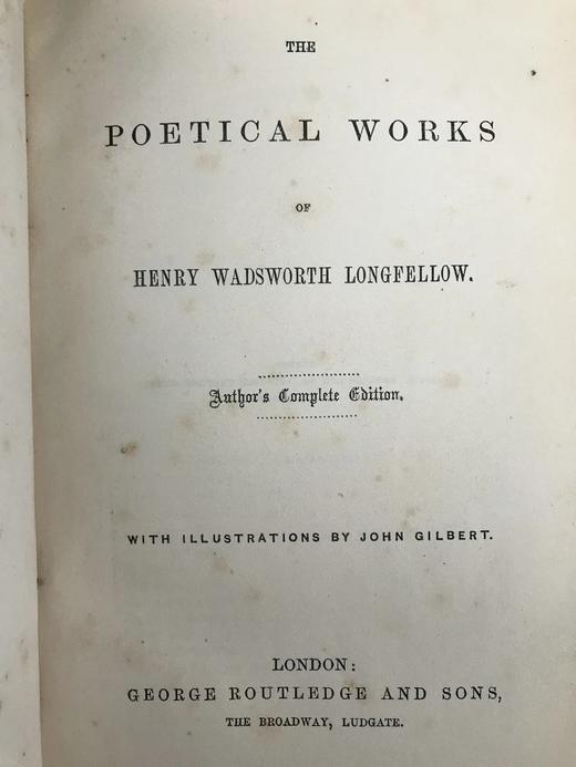 约19世纪后期 朗费罗诗集 约翰·吉尔伯特8幅版画插图 全真皮精装 四层竹节背 环衬烫金压花 书口三面鎏金 商品图3