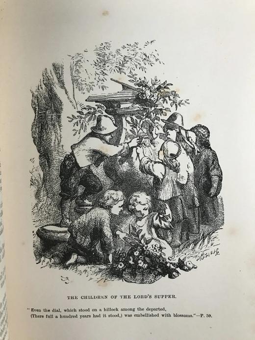 约19世纪后期 朗费罗诗集 约翰·吉尔伯特8幅版画插图 全真皮精装 四层竹节背 环衬烫金压花 书口三面鎏金 商品图9