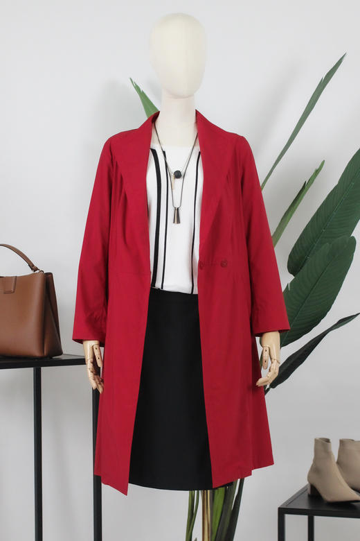 FOCALS福柯斯春秋新款修身收腰暗扣中长款外套风衣FYBAF026 商品图5