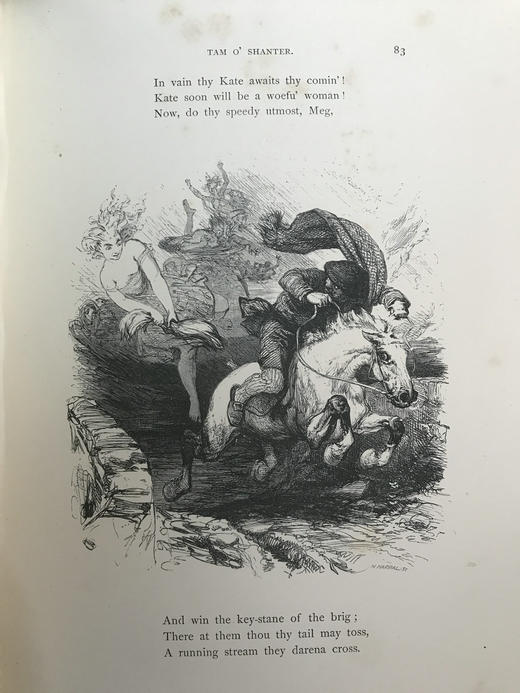 1861年 彭斯诗集 50余幅版画插图 漆布精装18开 商品图14
