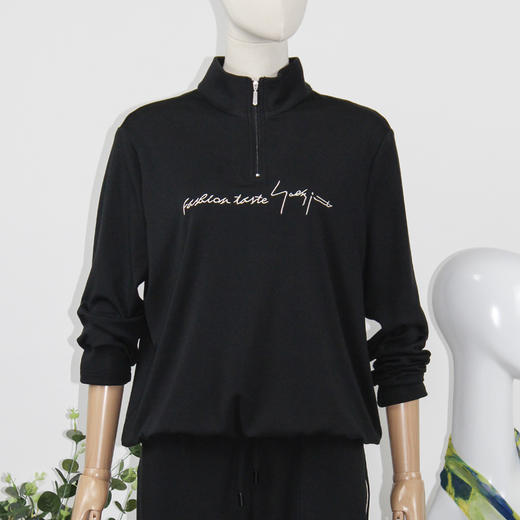 FOCALS福柯斯秋季运动风立领绣花长袖针织卫衣FRGCN508N1 商品图0