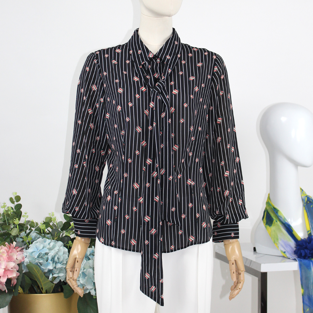 FOCALS福柯斯女装夏季新款重磅桑蚕丝中长款印花衬衫FRGAS009NV