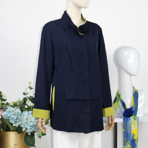 FOCALS福柯斯春秋新款宽松休闲撞色拼接短款外套风衣FYWAF063B7 商品图1